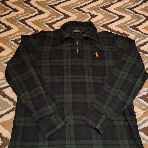 Pull Ralph Lauren Half zip vintage à carreaux Homme Taille S - Picture 3 of 6
